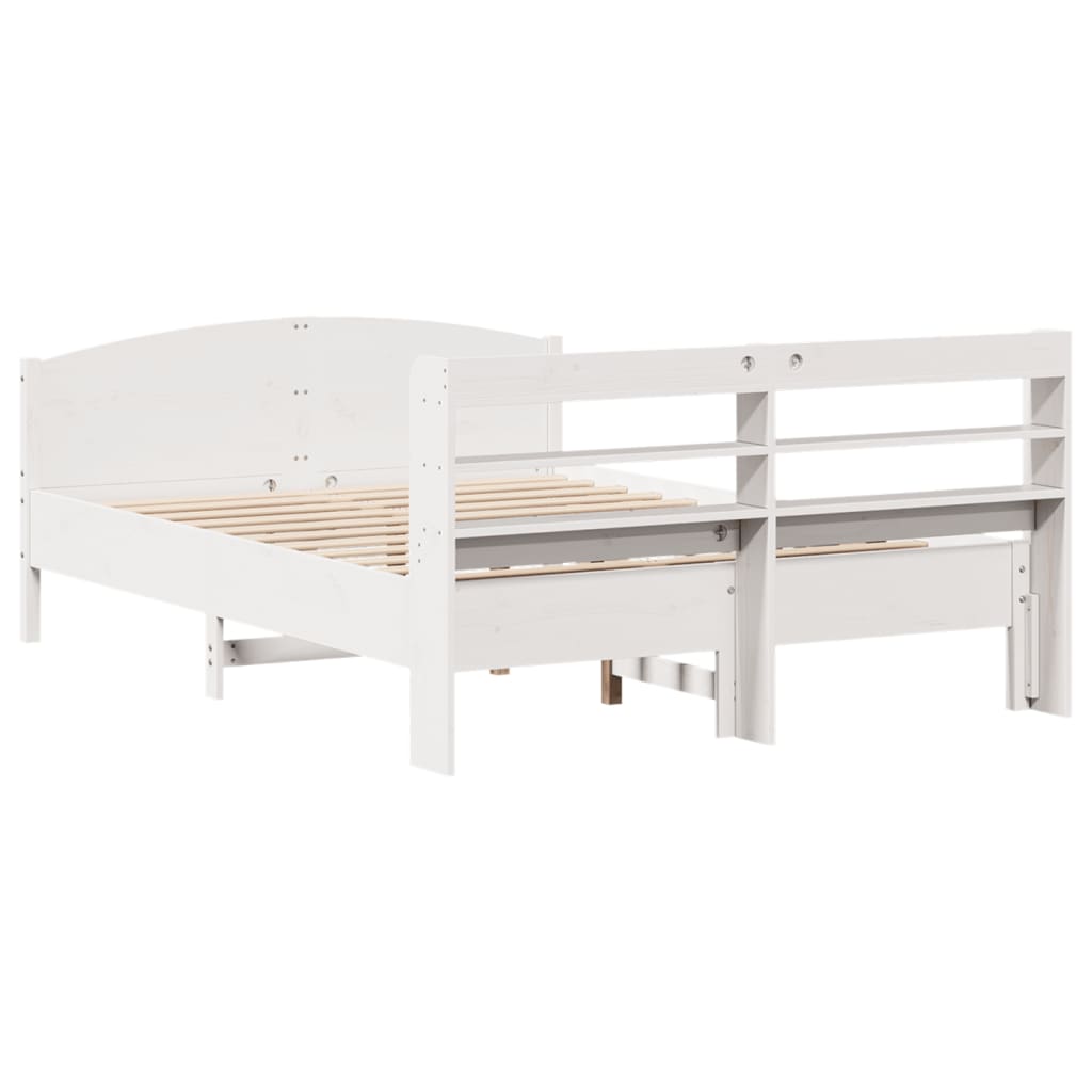 Cadre de lit sans matelas blanc 135x190 cm bois de pin massif Lits & cadres de lit vidaXL   