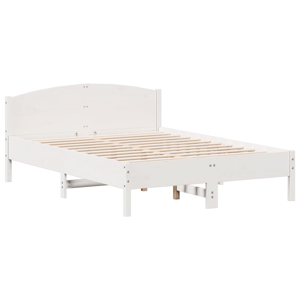 Cadre de lit sans matelas blanc 135x190 cm bois de pin massif Lits & cadres de lit vidaXL   