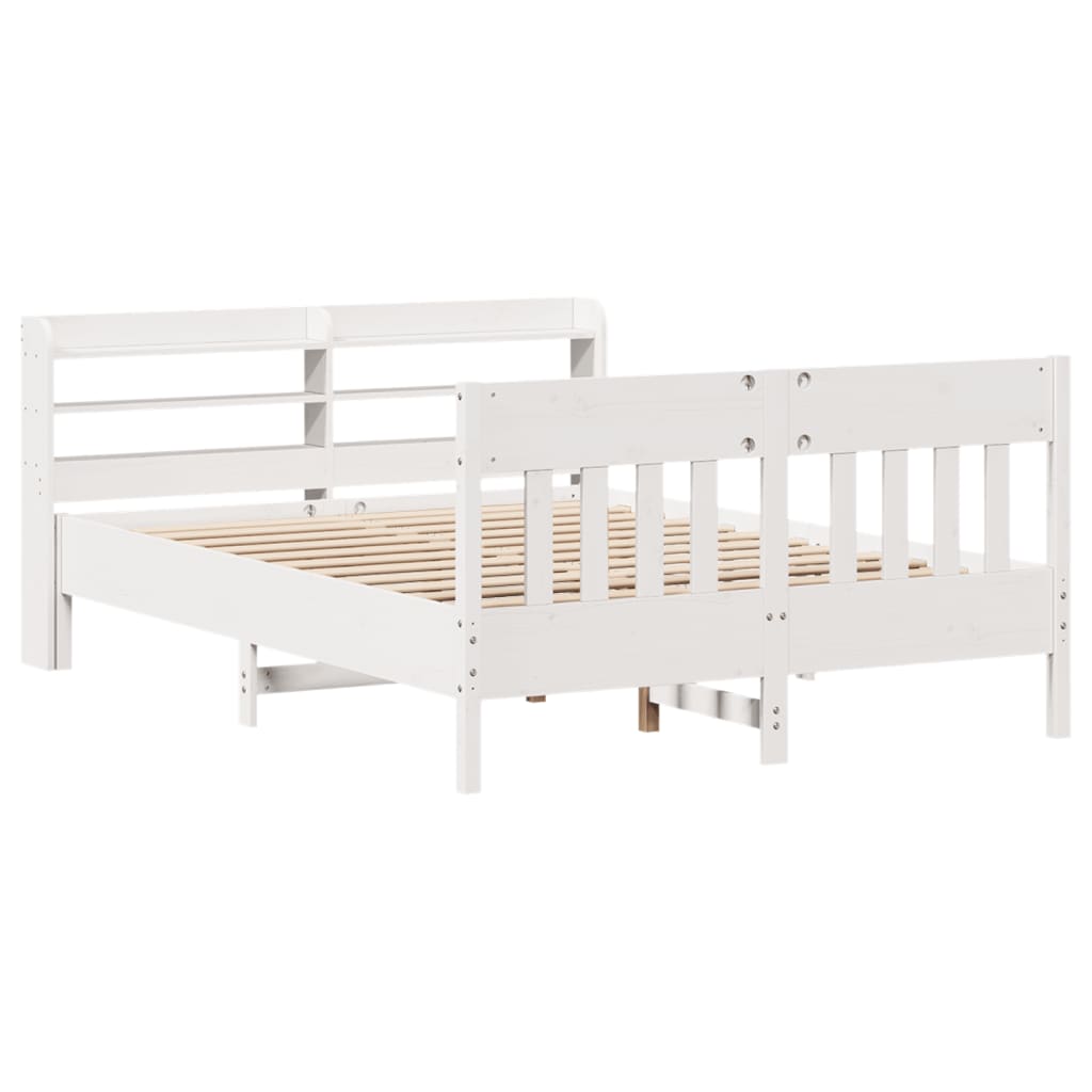 Cadre de lit sans matelas blanc 160x200 cm bois de pin massif Lits & cadres de lit vidaXL   