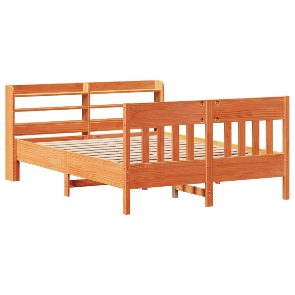 Cadre de lit sans matelas cire marron 120x200cm bois pin massif Lits & cadres de lit vidaXL   