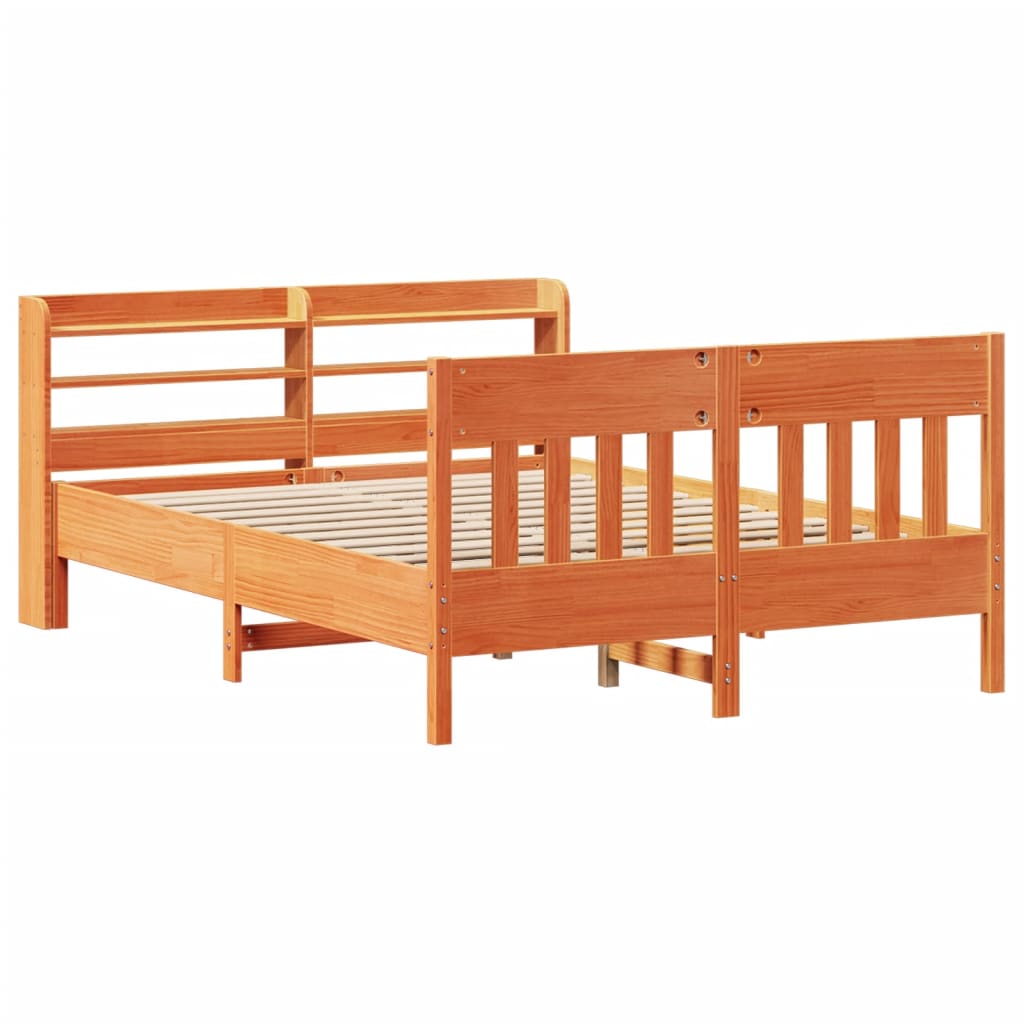 Cadre de lit sans matelas cire marron 120x190cm bois pin massif Lits & cadres de lit vidaXL   