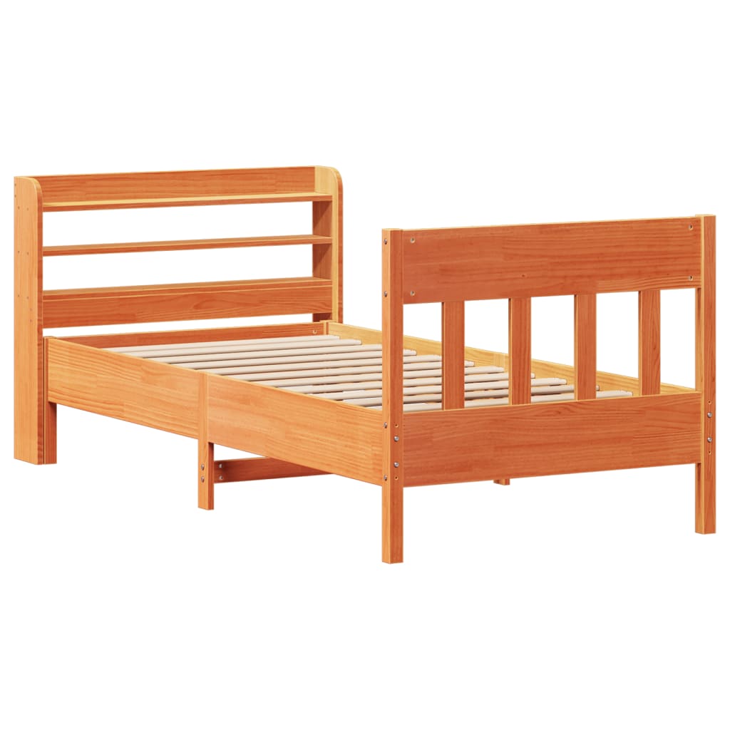 Cadre de lit sans matelas cire marron 90x190 cm bois pin massif Lits & cadres de lit vidaXL   