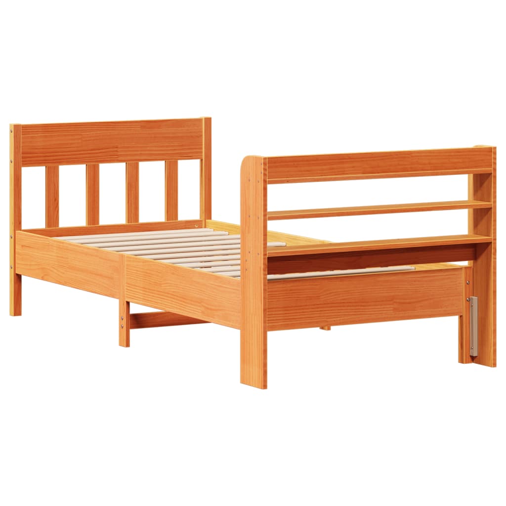 Cadre de lit sans matelas cire marron 90x190 cm bois pin massif Lits & cadres de lit vidaXL   