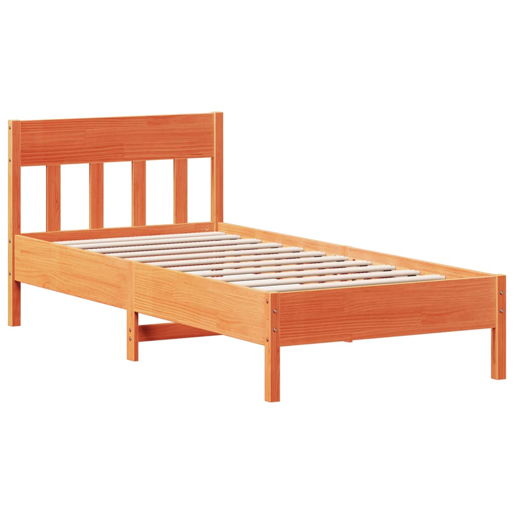 Cadre de lit sans matelas cire marron 90x190 cm bois pin massif Lits & cadres de lit vidaXL   