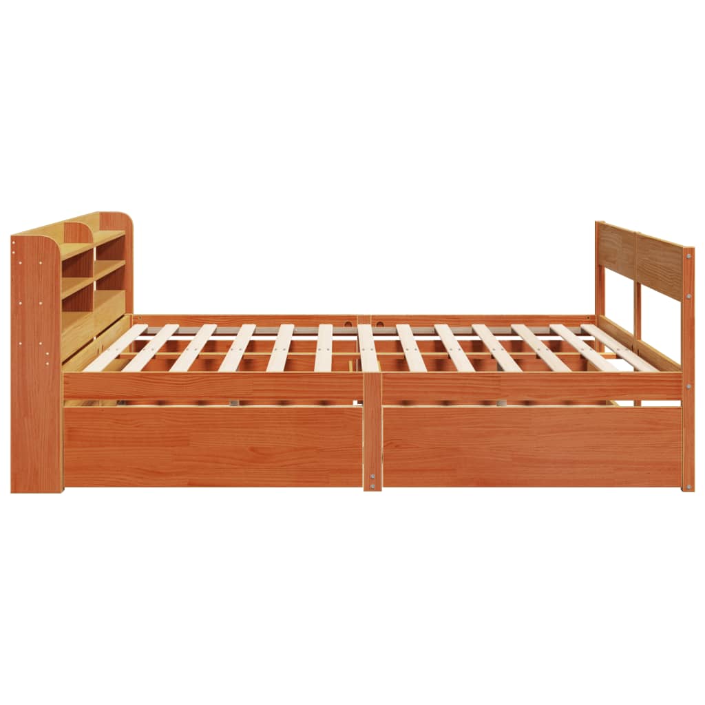 Cadre de lit sans matelas cire marron 200x200cm bois pin massif Lits & cadres de lit vidaXL   