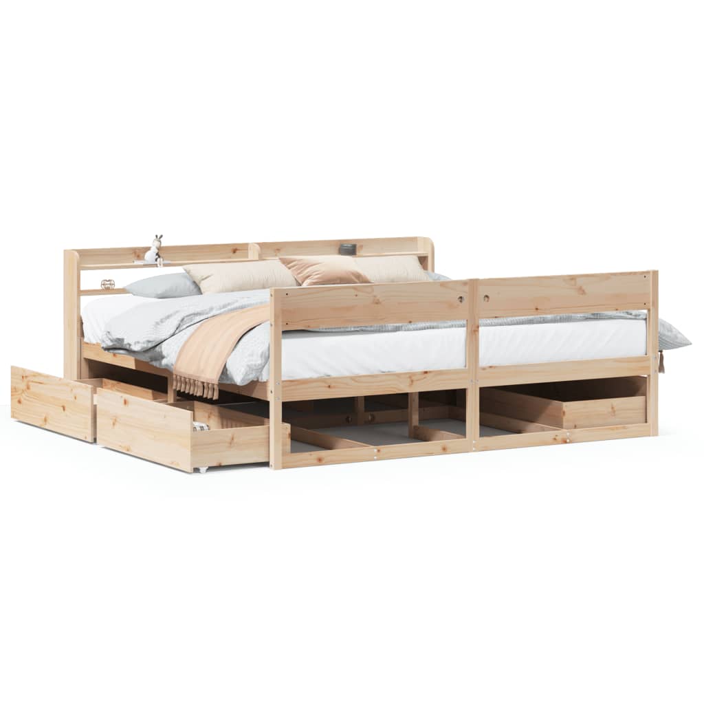 Cadre de lit sans matelas 180x200 cm bois massif de pin Lits & cadres de lit vidaXL   