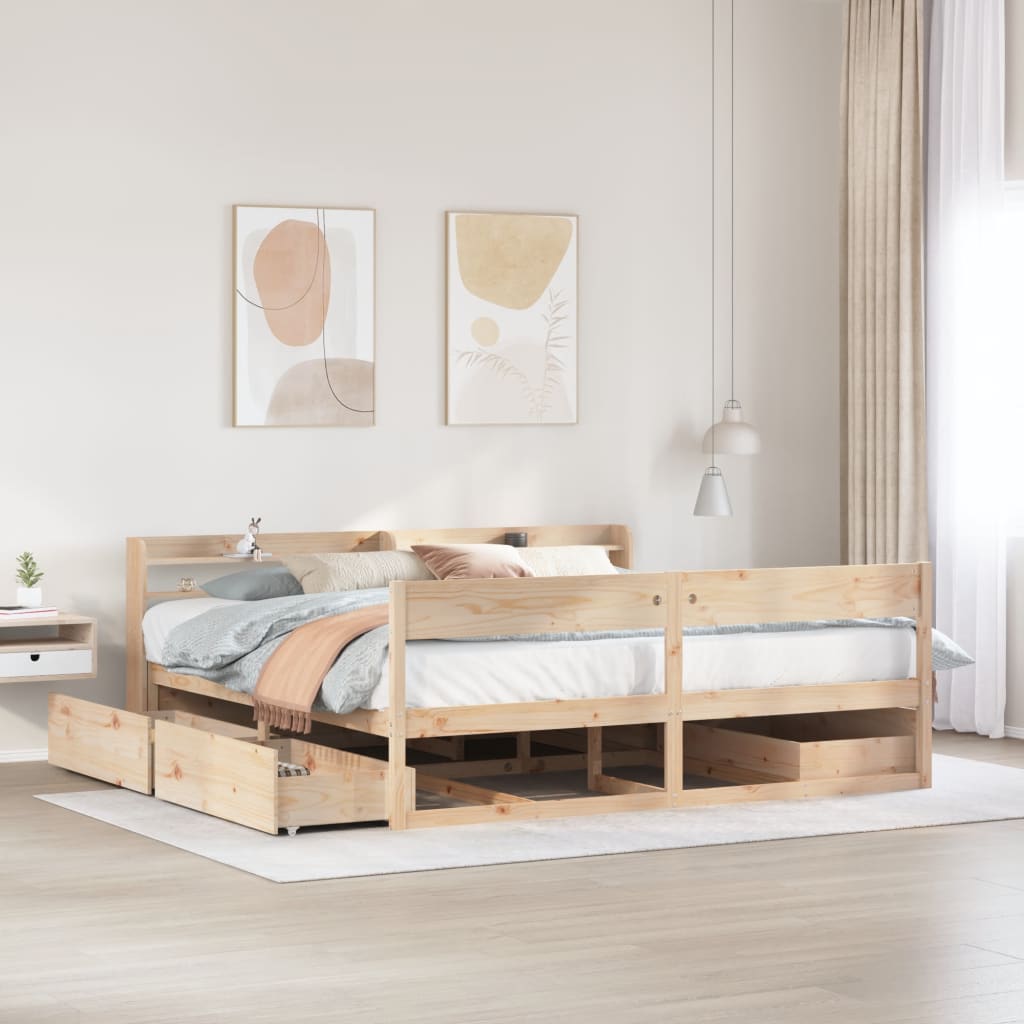 Cadre de lit sans matelas 180x200 cm bois massif de pin Lits & cadres de lit vidaXL   