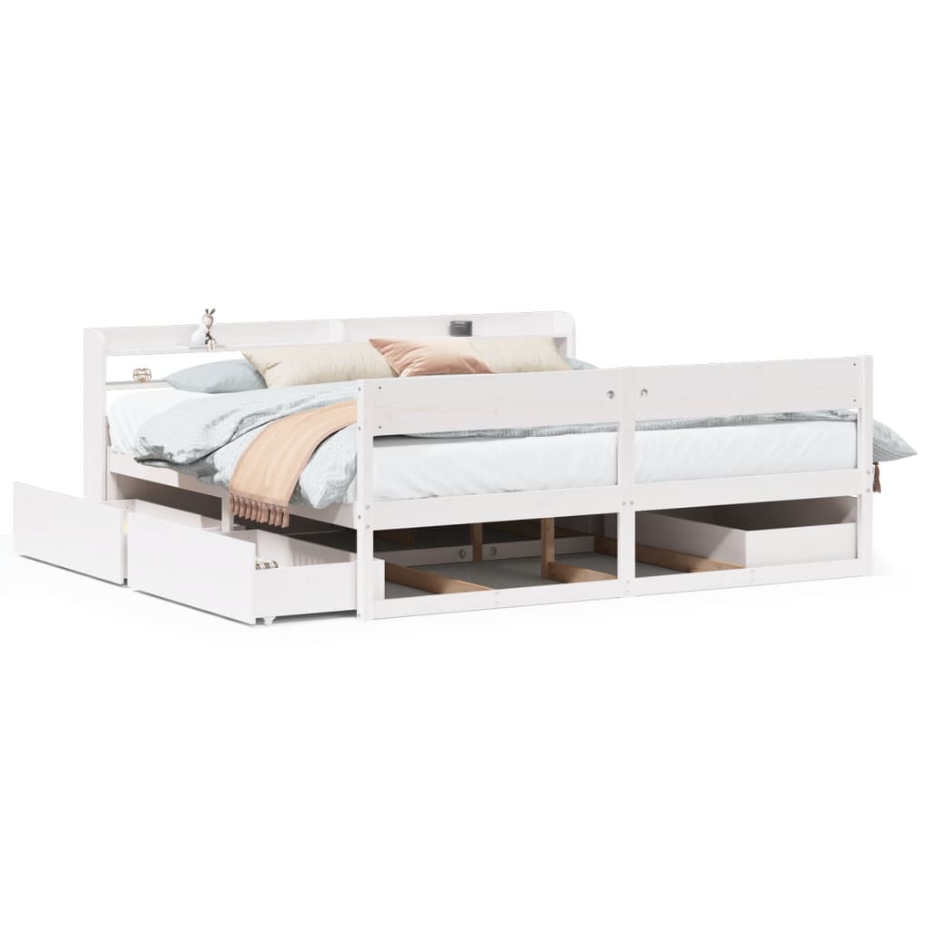 Cadre de lit sans matelas blanc 180x200 cm bois massif de pin Lits & cadres de lit vidaXL   