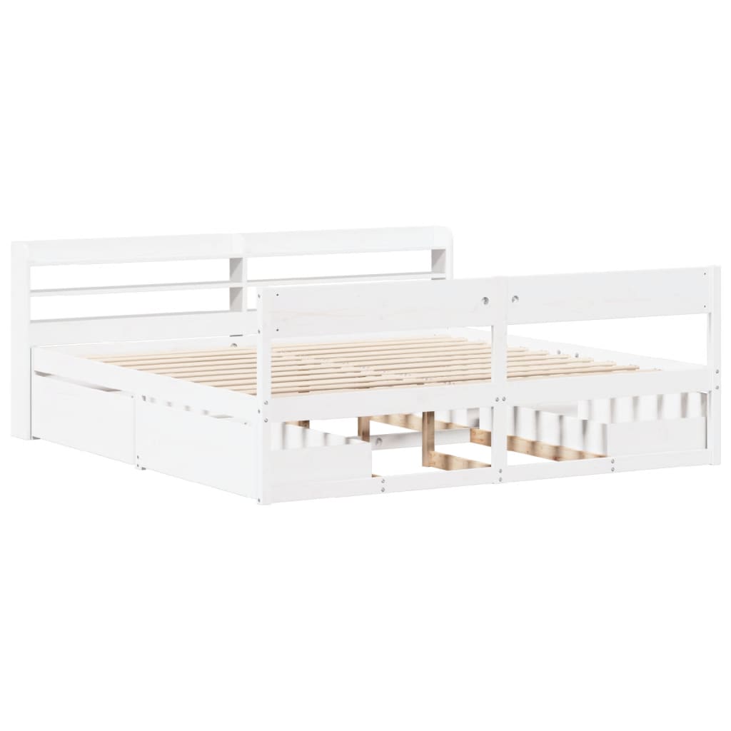 Cadre de lit sans matelas blanc 180x200 cm bois massif de pin Lits & cadres de lit vidaXL   