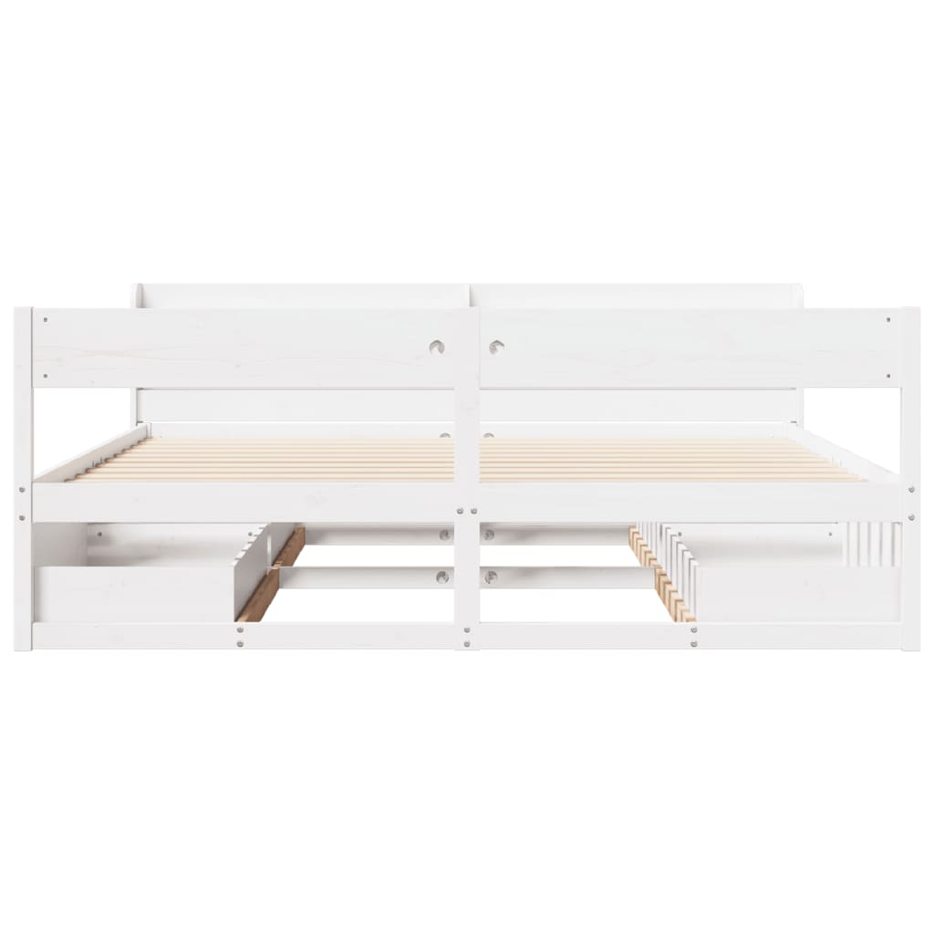 Cadre de lit sans matelas blanc 180x200 cm bois massif de pin Lits & cadres de lit vidaXL   