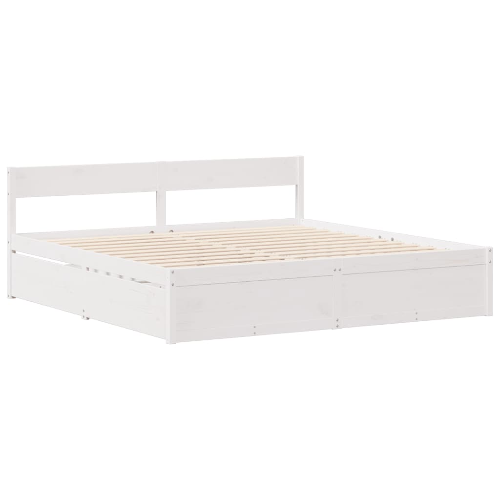 Cadre de lit sans matelas blanc 180x200 cm bois massif de pin Lits & cadres de lit vidaXL   