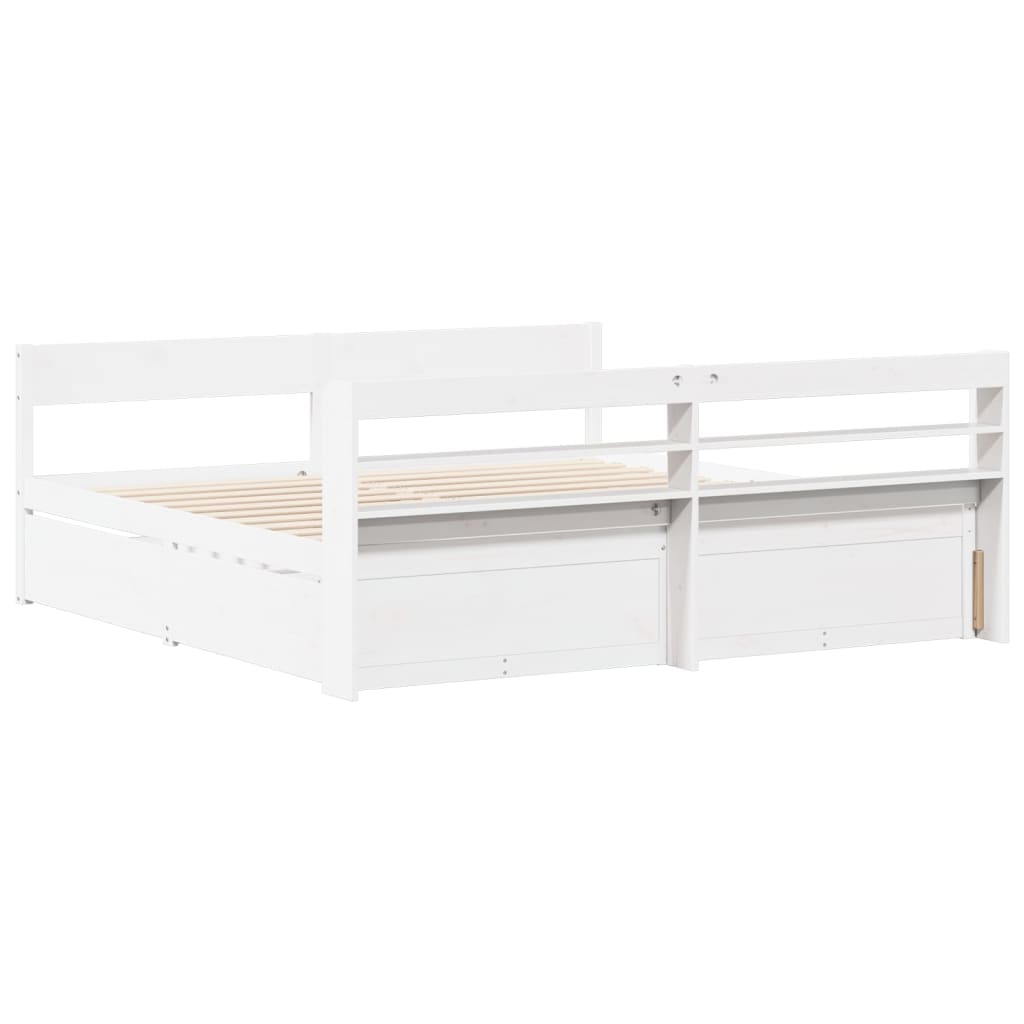 Cadre de lit sans matelas blanc 180x200 cm bois massif de pin Lits & cadres de lit vidaXL   