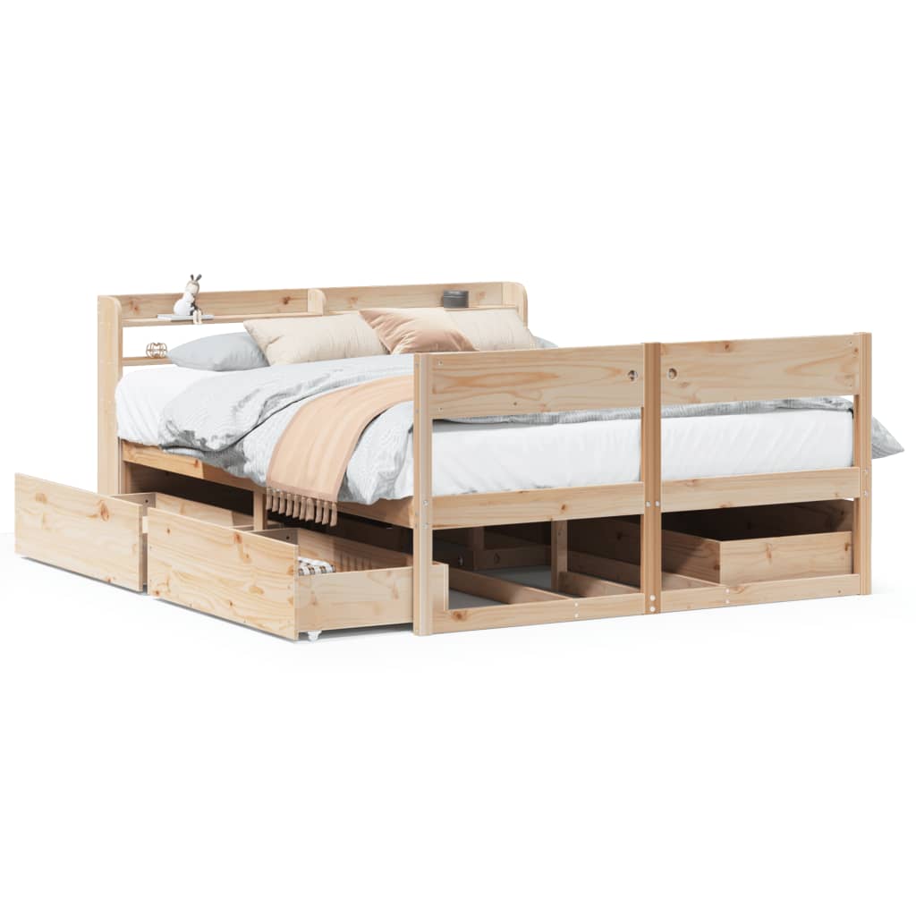 Cadre de lit sans matelas 160x200 cm bois massif de pin Lits & cadres de lit vidaXL   