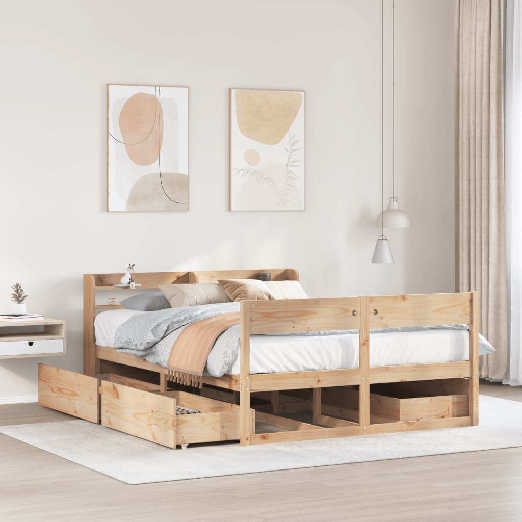 Cadre de lit sans matelas 160x200 cm bois massif de pin Lits & cadres de lit vidaXL   