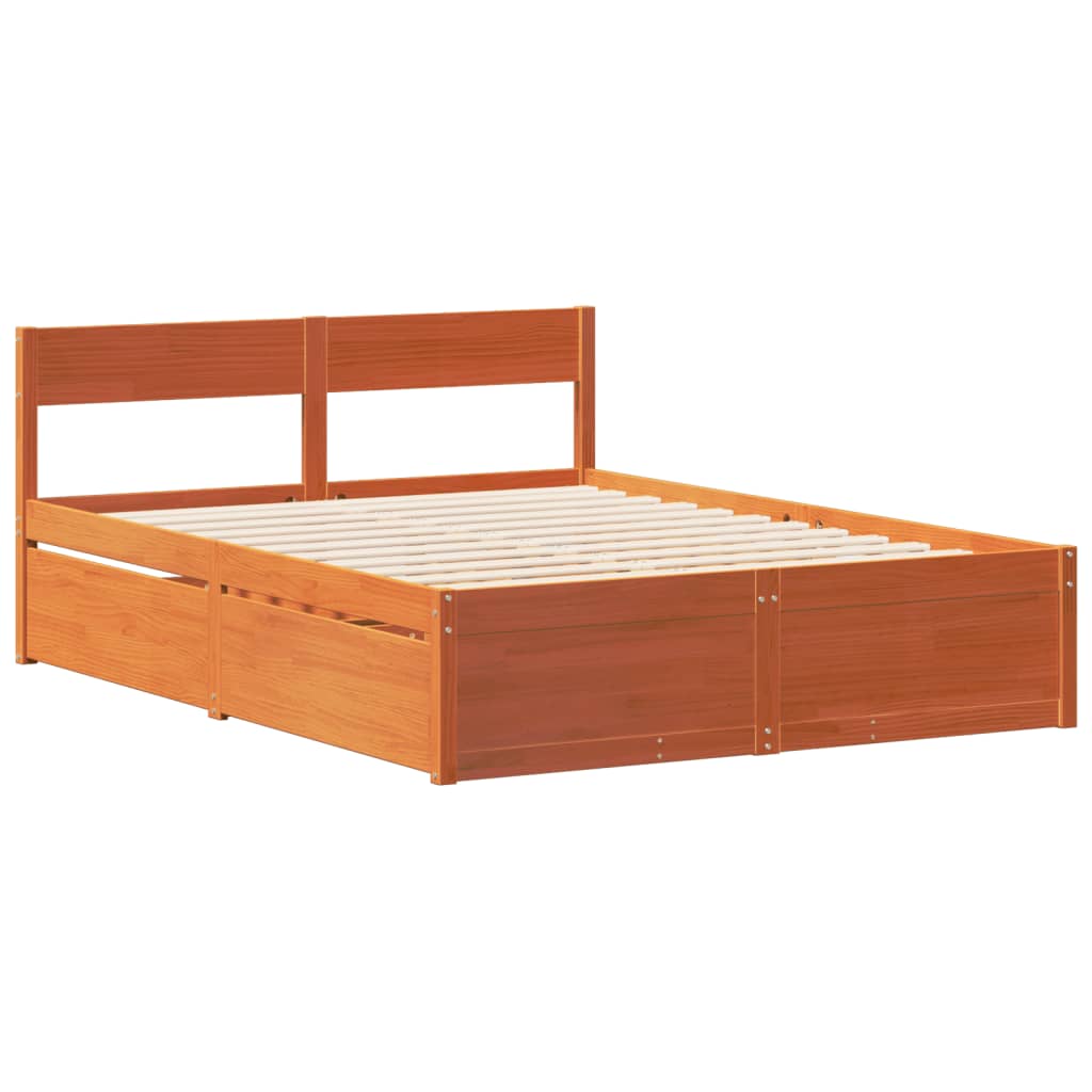 Cadre de lit sans matelas cire marron 160x200cm bois pin massif Lits & cadres de lit vidaXL   