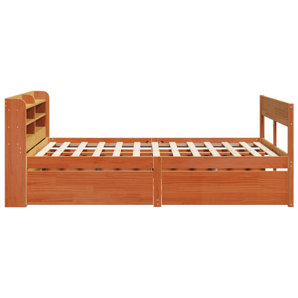 Cadre de lit sans matelas cire marron 160x200cm bois pin massif Lits & cadres de lit vidaXL   