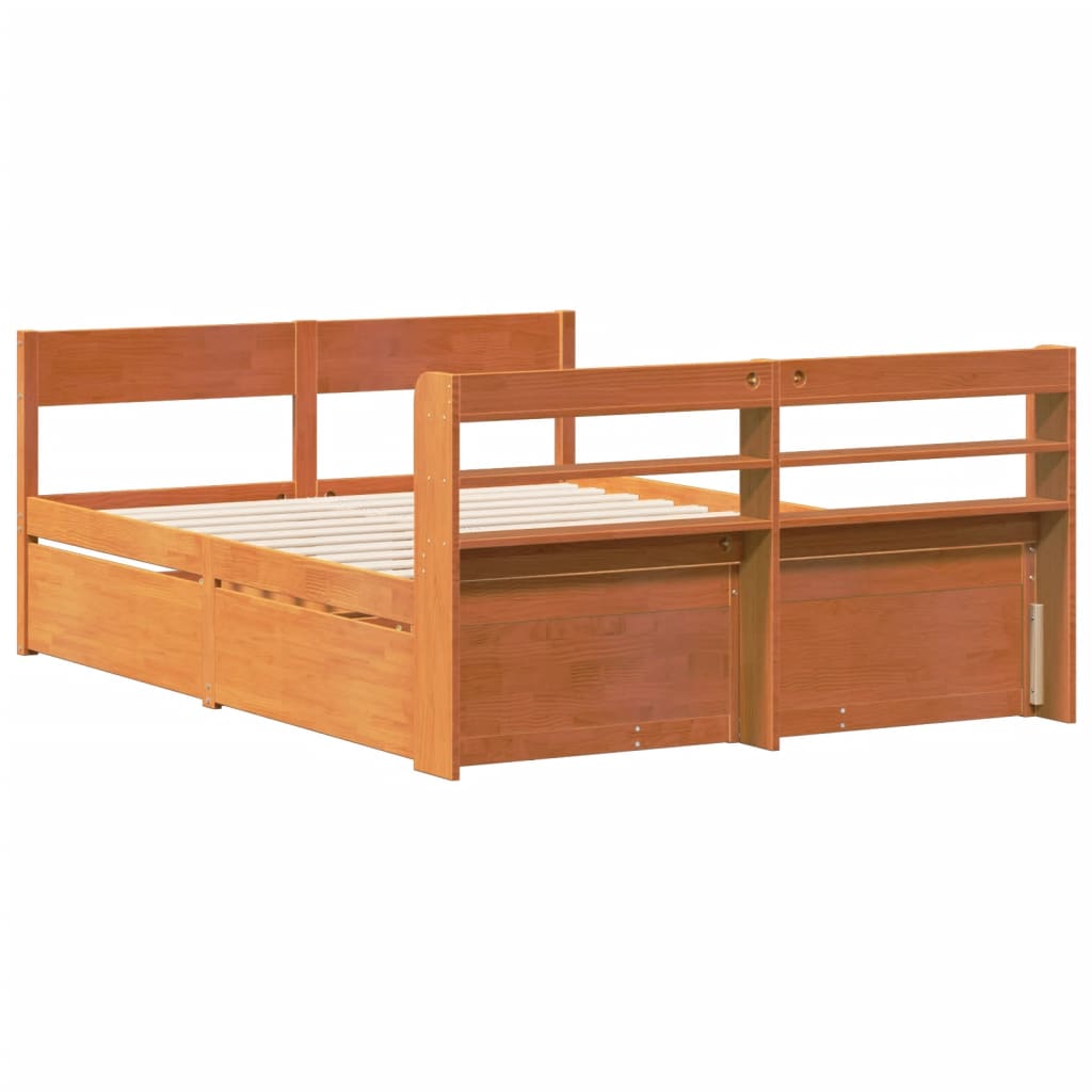 Cadre de lit sans matelas cire marron 160x200cm bois pin massif Lits & cadres de lit vidaXL   