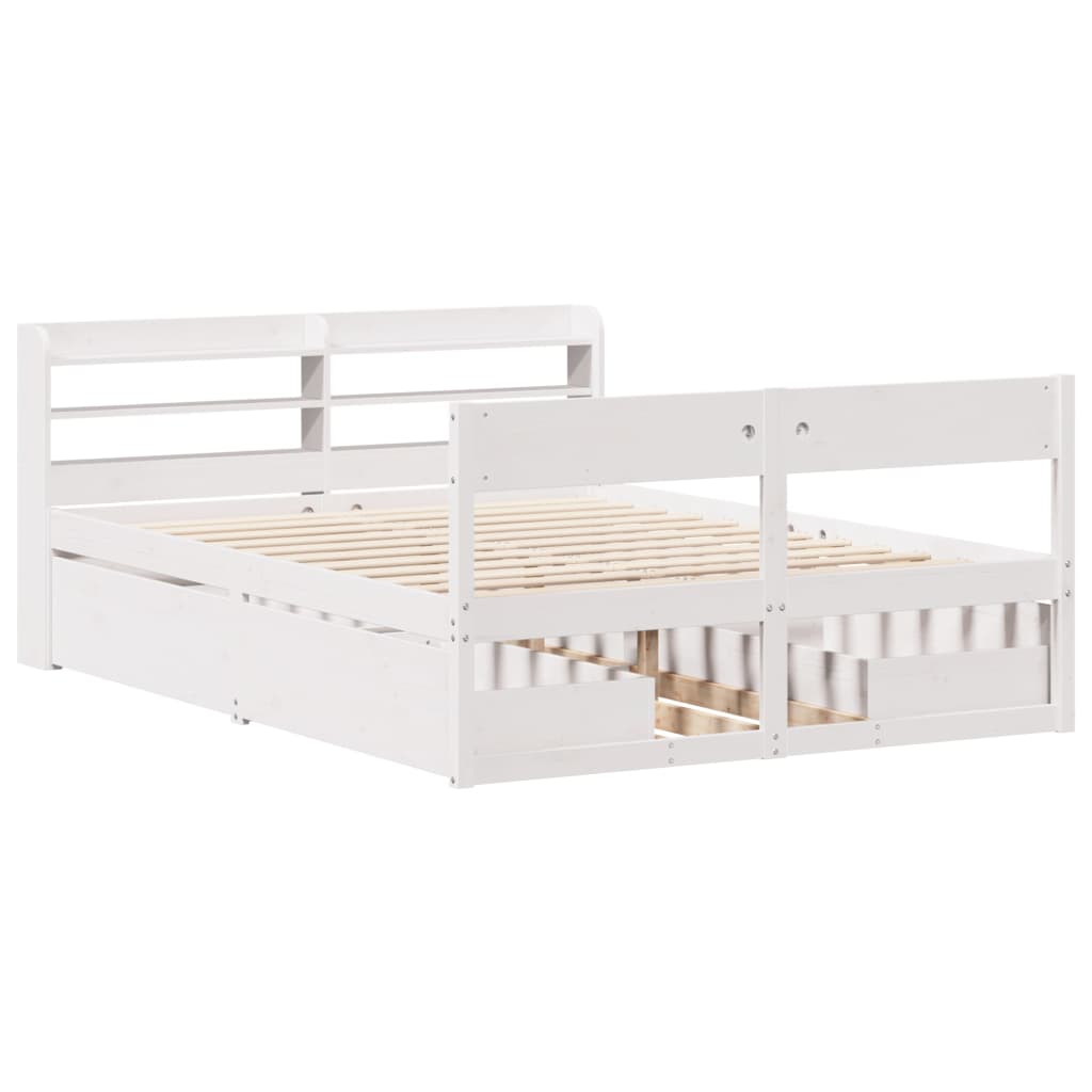 Cadre de lit sans matelas blanc 150x200 cm bois de pin massif Lits & cadres de lit vidaXL   