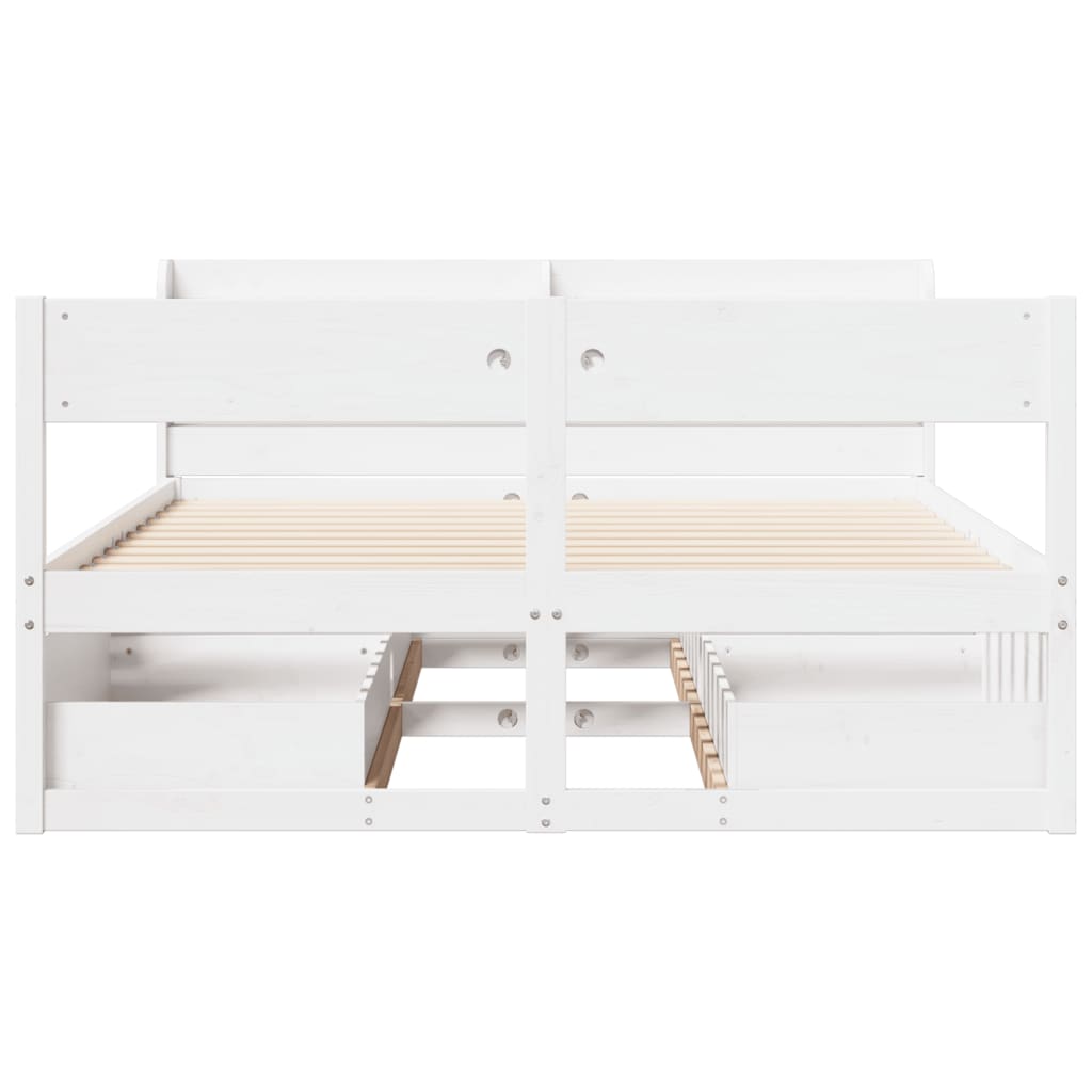 Cadre de lit sans matelas blanc 150x200 cm bois de pin massif Lits & cadres de lit vidaXL   