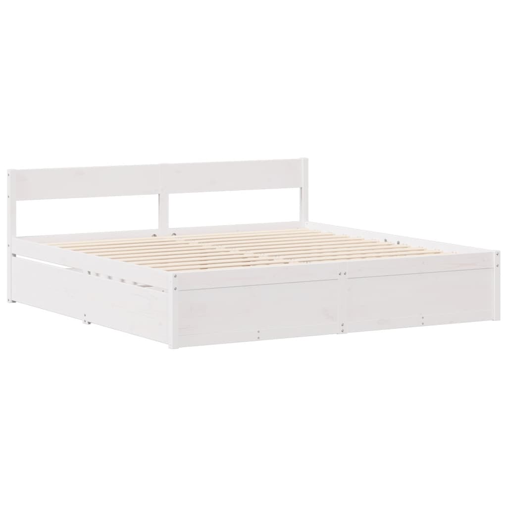 Cadre de lit sans matelas blanc 150x200 cm bois de pin massif Lits & cadres de lit vidaXL   