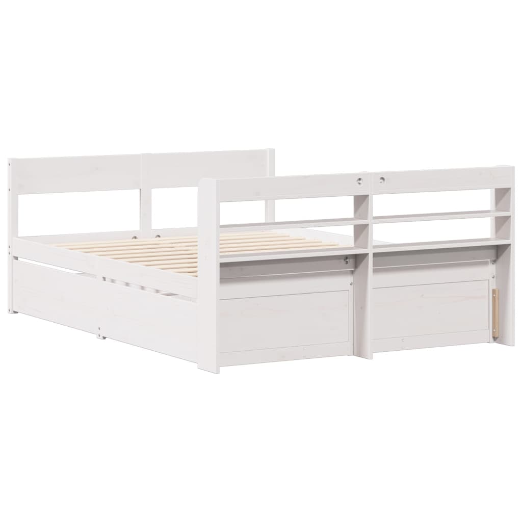 Cadre de lit sans matelas blanc 150x200 cm bois de pin massif Lits & cadres de lit vidaXL   