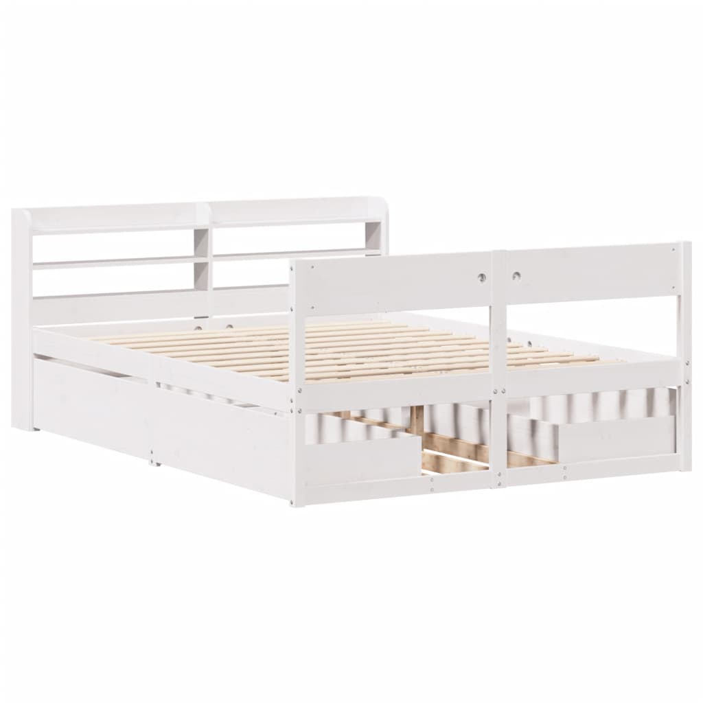 Cadre de lit sans matelas blanc 140x200 cm bois de pin massif Lits & cadres de lit vidaXL   