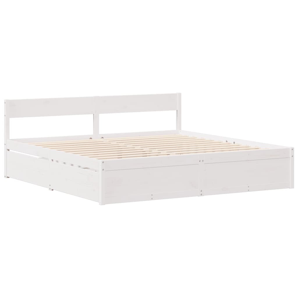 Cadre de lit sans matelas blanc 140x200 cm bois de pin massif Lits & cadres de lit vidaXL   