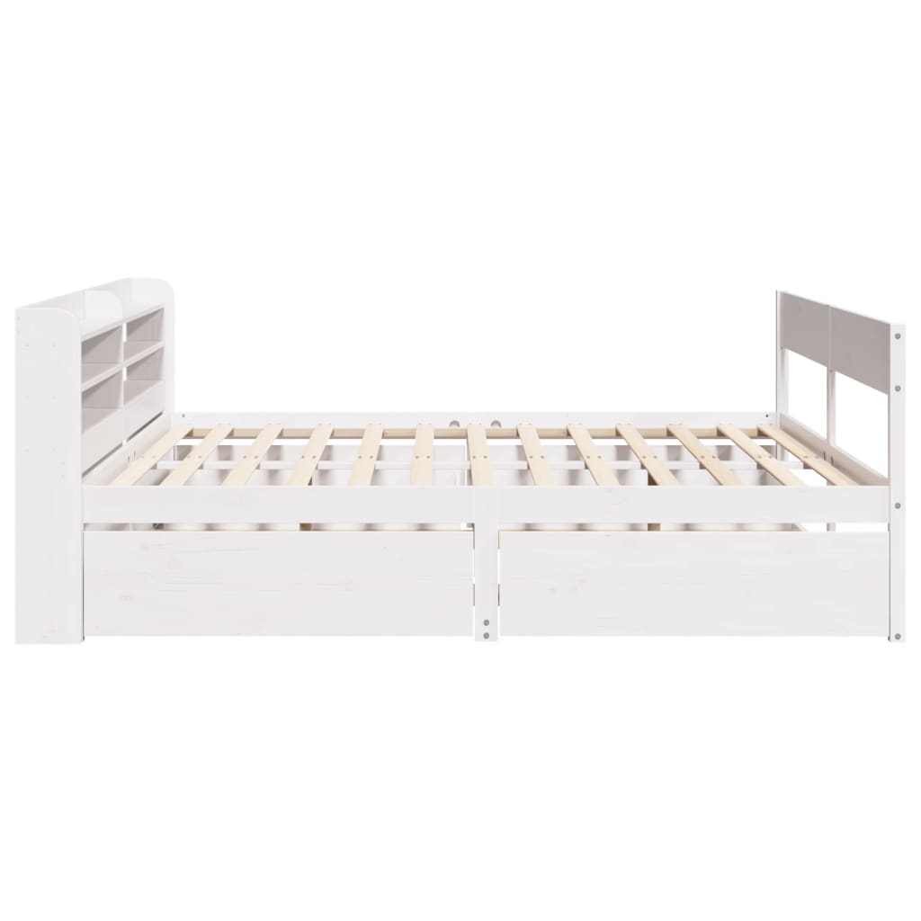 Cadre de lit sans matelas blanc 140x200 cm bois de pin massif Lits & cadres de lit vidaXL   