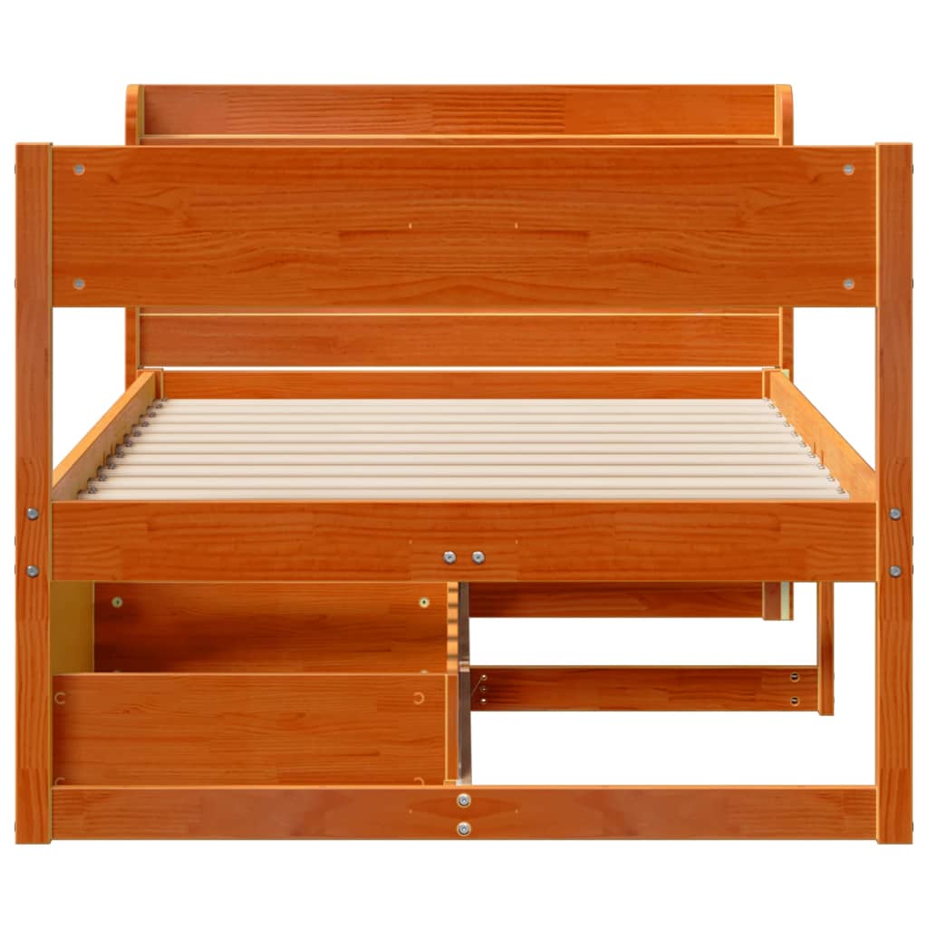 Cadre de lit sans matelas cire marron 100x200cm bois pin massif Lits & cadres de lit vidaXL   