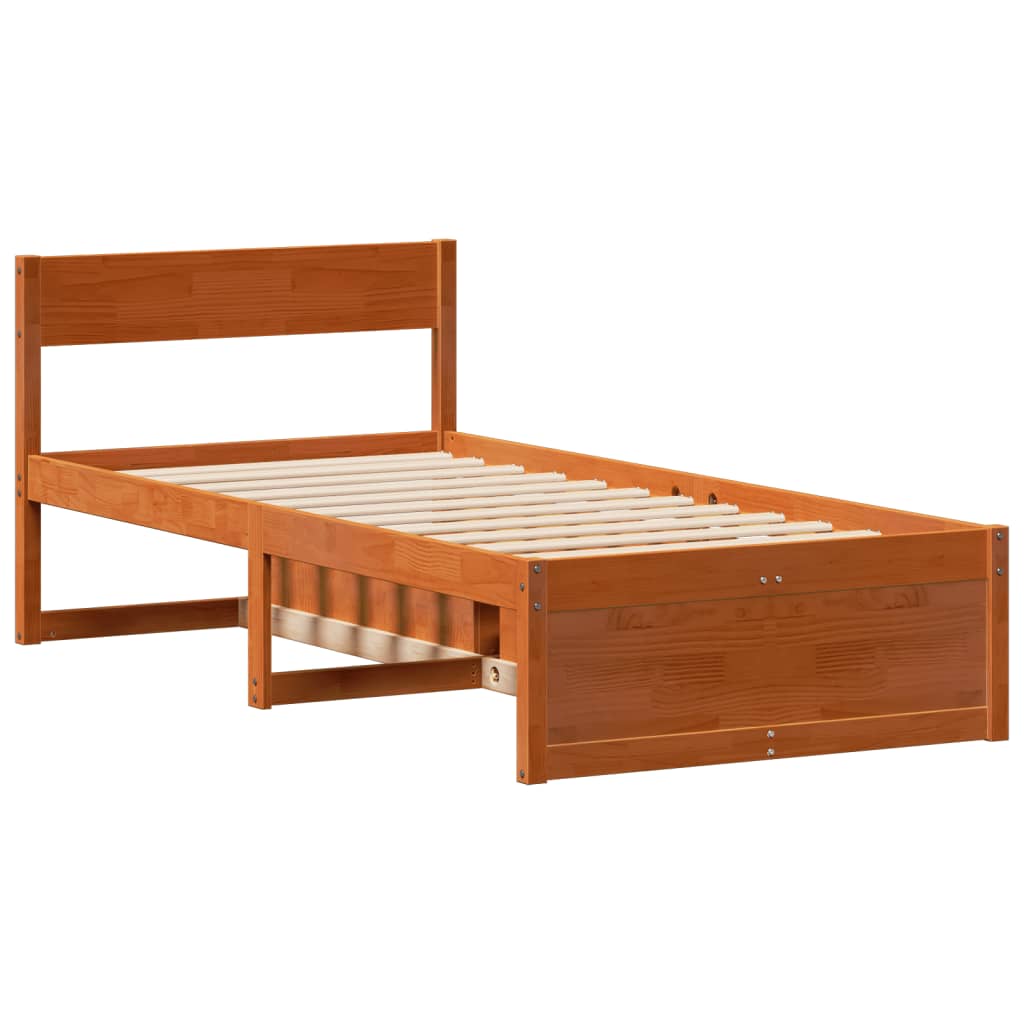 Cadre de lit sans matelas cire marron 100x200cm bois pin massif Lits & cadres de lit vidaXL   