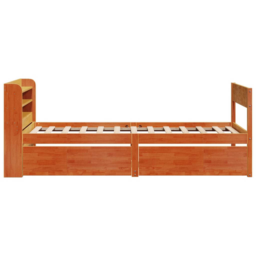 Cadre de lit sans matelas cire marron 100x200cm bois pin massif Lits & cadres de lit vidaXL   