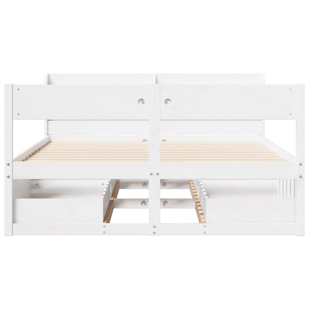 Cadre de lit sans matelas blanc 140x190 cm bois de pin massif Lits & cadres de lit vidaXL   