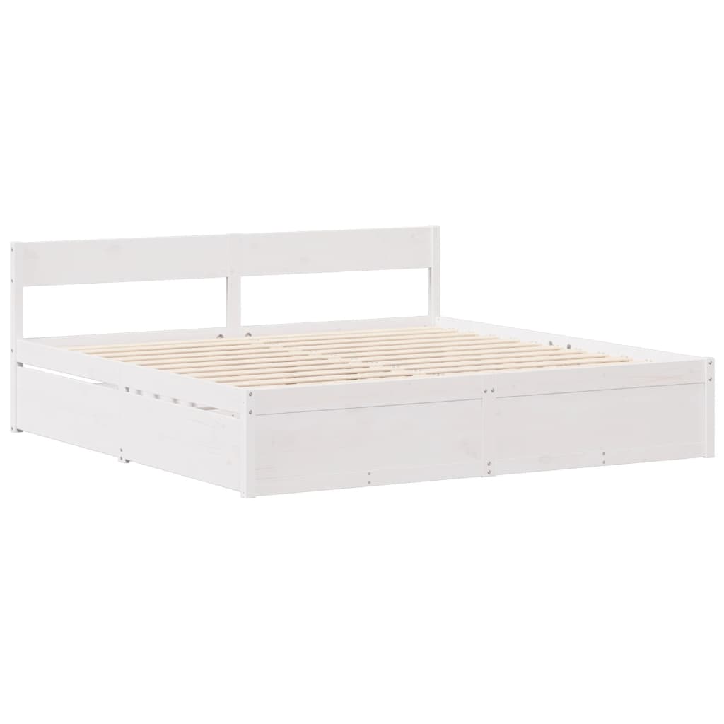 Cadre de lit sans matelas blanc 140x190 cm bois de pin massif Lits & cadres de lit vidaXL   