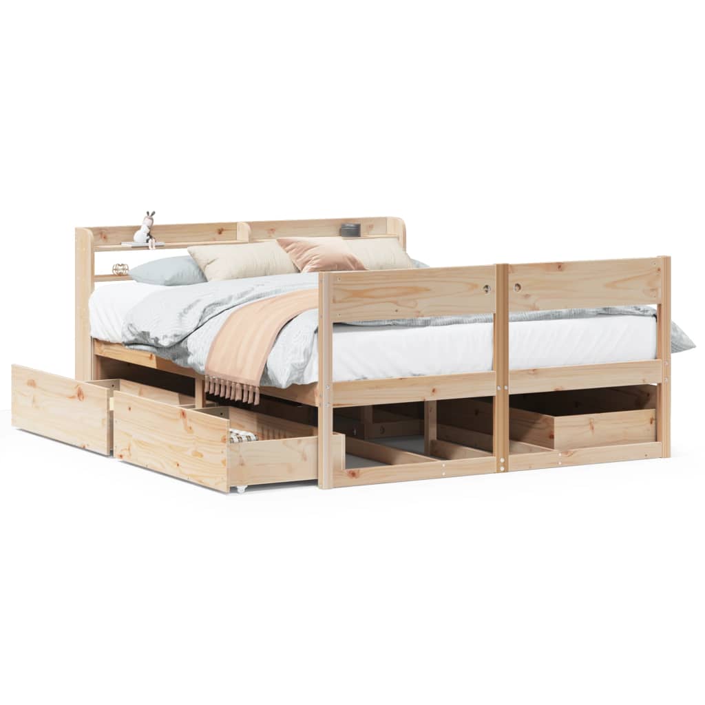 Cadre de lit sans matelas 135x190 cm bois de pin massif Lits & cadres de lit vidaXL   