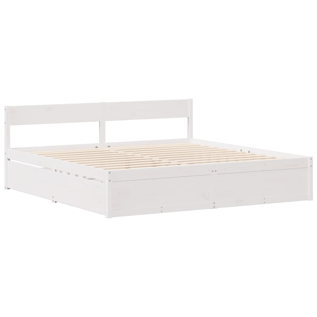 Cadre de lit sans matelas blanc 135x190 cm bois de pin massif Lits & cadres de lit vidaXL   