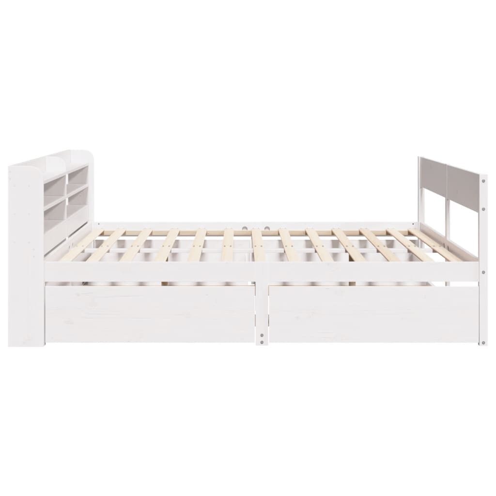 Cadre de lit sans matelas blanc 135x190 cm bois de pin massif Lits & cadres de lit vidaXL   