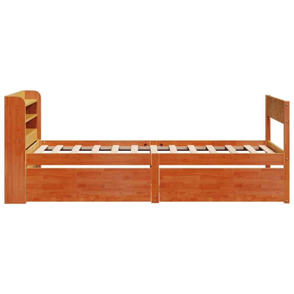 Cadre de lit sans matelas cire marron 90x190 cm bois pin massif Lits & cadres de lit vidaXL   