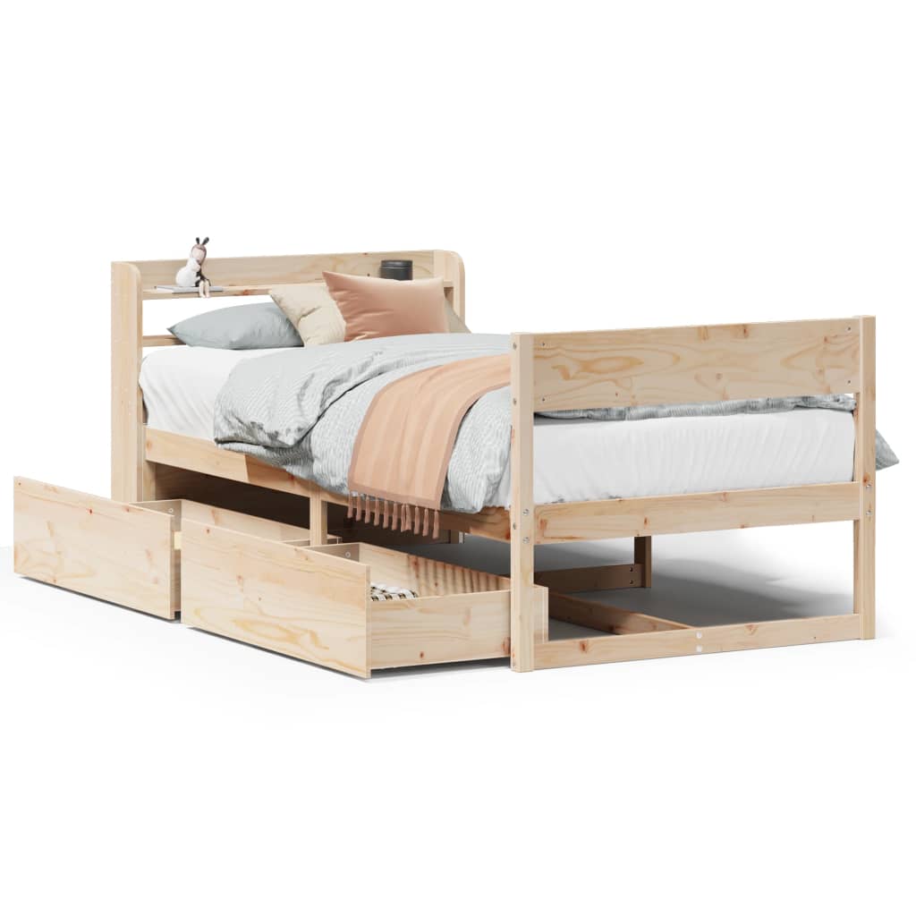 Cadre de lit sans matelas 75x190 cm bois de pin massif Lits & cadres de lit vidaXL   