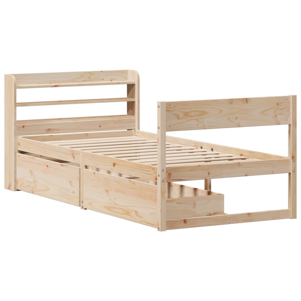 Cadre de lit sans matelas 75x190 cm bois de pin massif Lits & cadres de lit vidaXL   