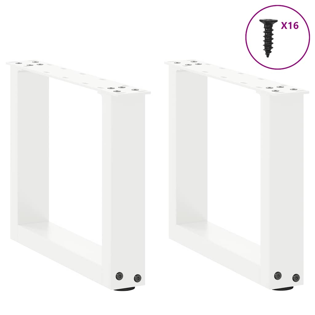 Pieds de table basse forme de U 2 pcs blanc 30x(30-31) cm acier Pieds de table vidaXL