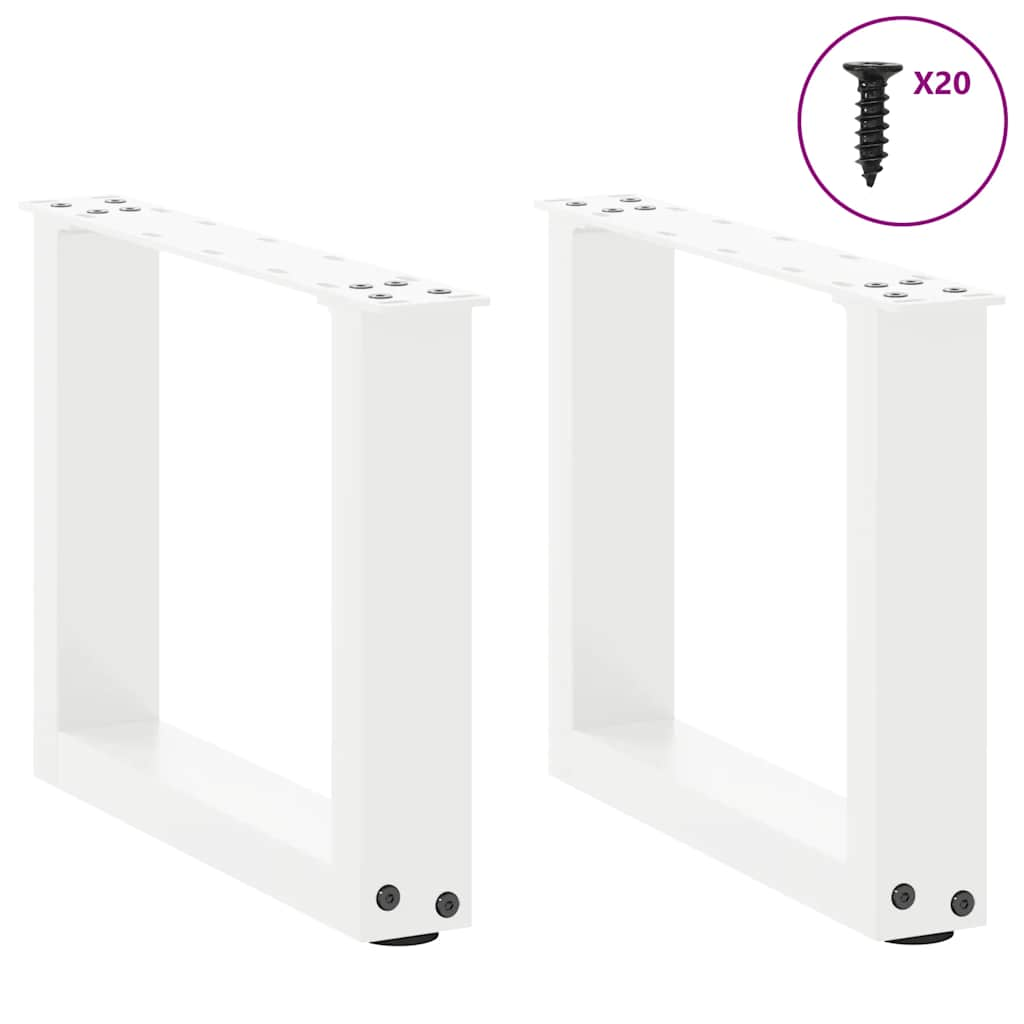 Pieds de table basse forme de U 2 pcs blanc 40x(30-31) cm acier Pieds de table vidaXL