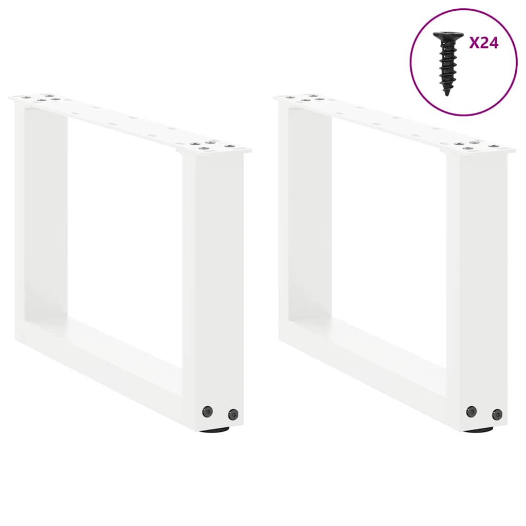 Pieds de table basse forme de U 2 pcs blanc 50x(30-31) cm acier Pieds de table vidaXL