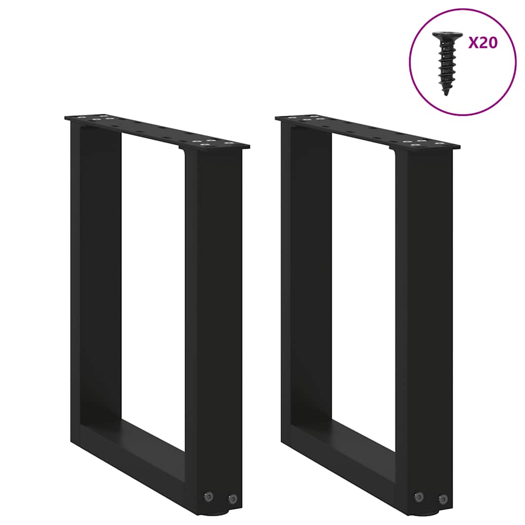 Pieds de table basse forme de U 2 pcs noir 38x(42-43) cm acier Pieds de table vidaXL