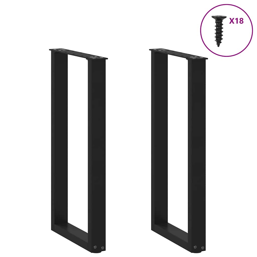 Pieds de table basse forme de U 2 pcs noir 28x(72-73) cm acier Pieds de table vidaXL