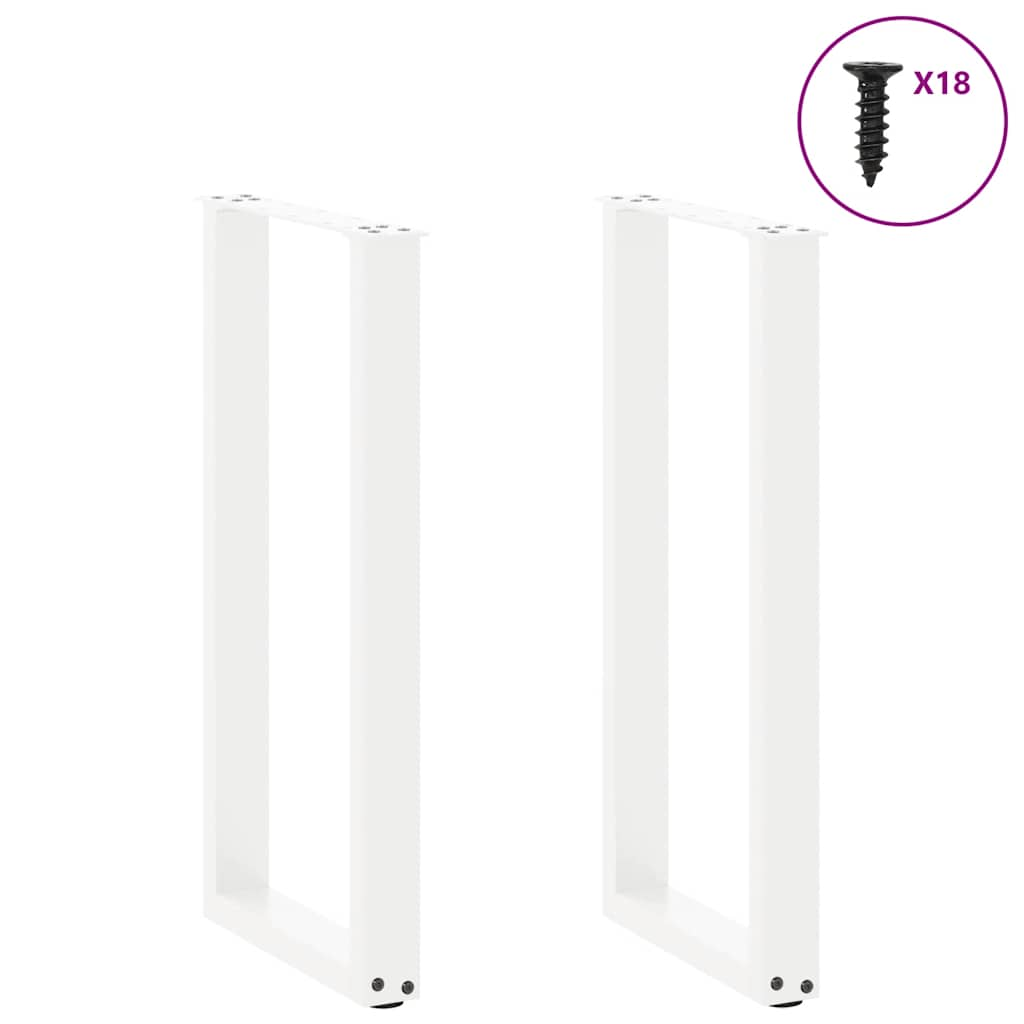 Pieds de table basse forme de U 2 pcs blanc 28x(72-73) cm acier Pieds de table vidaXL