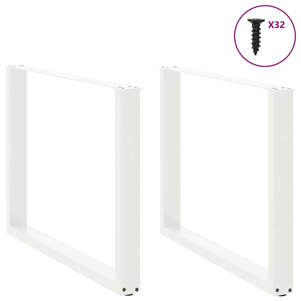 Pieds de table basse forme de U 2 pcs blanc 100x(72-73)cm acier Pieds de table vidaXL