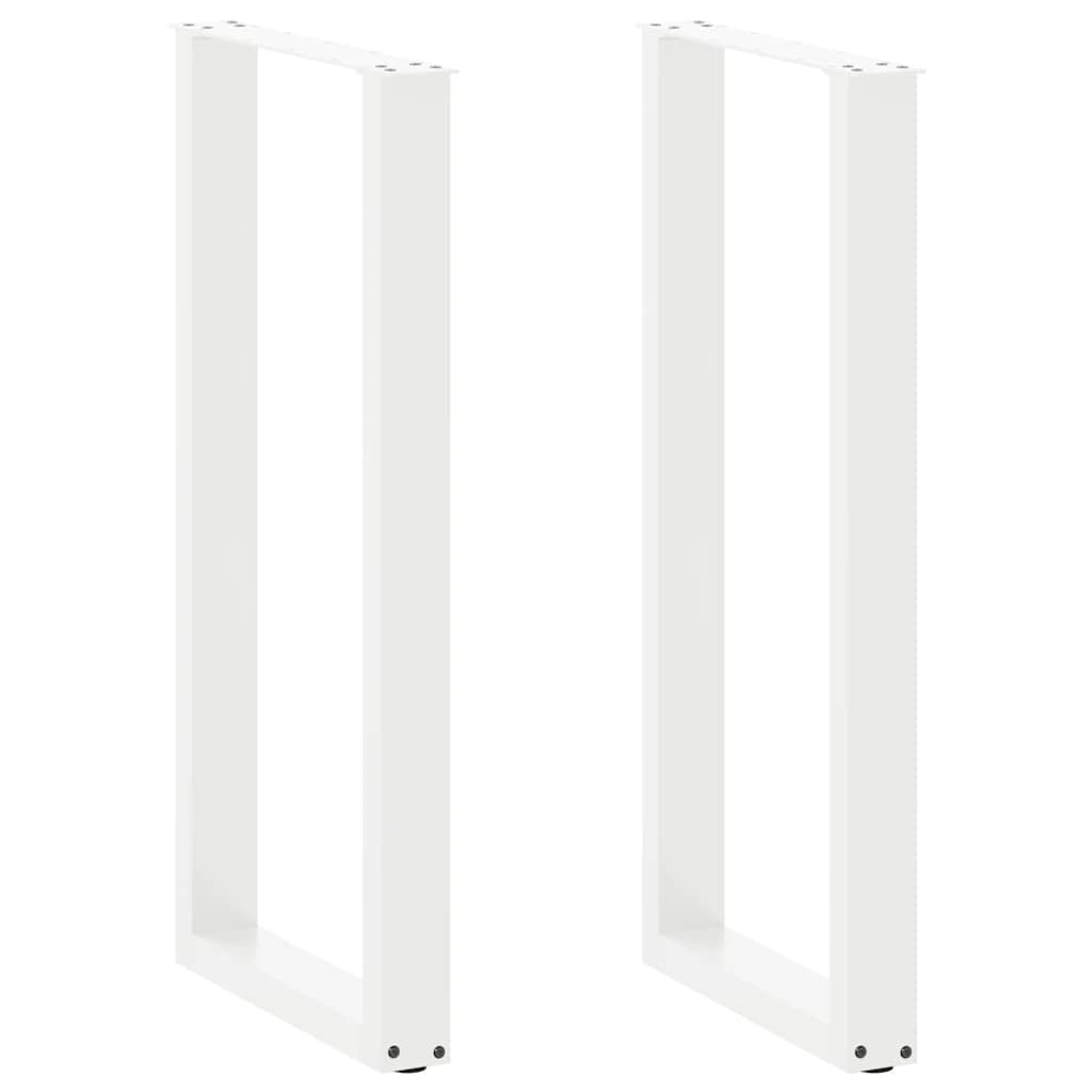 Pieds de table basse forme de U 2pcs blanc 40x(100-101)cm acier Pieds de table vidaXL