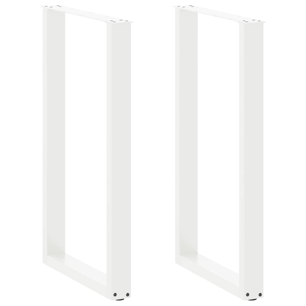 Pieds de table basse forme de U 2pcs blanc 60x(100-101)cm acier Pieds de table vidaXL