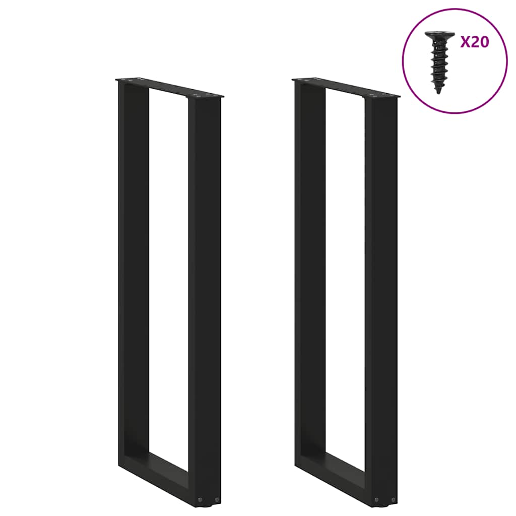 Pieds de table basse forme de U 2 pcs noir 40x(110-111)cm acier Pieds de table vidaXL