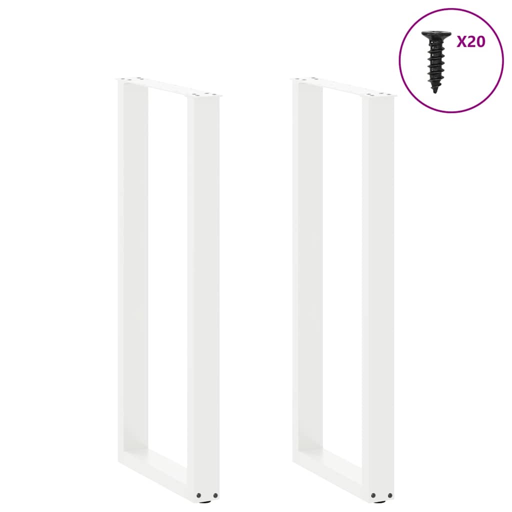 Pieds de table basse forme de U 2pcs blanc 40x(110-111)cm acier Pieds de table vidaXL